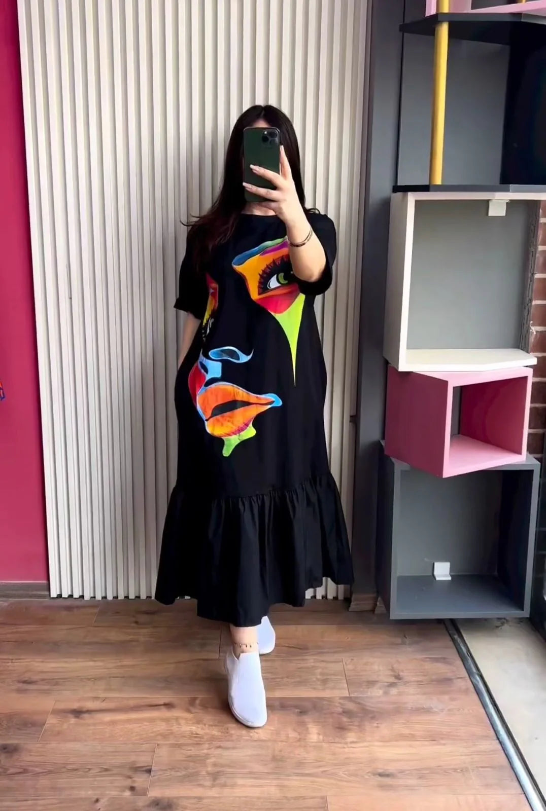 Cc Printed Long Frill Top CH 453