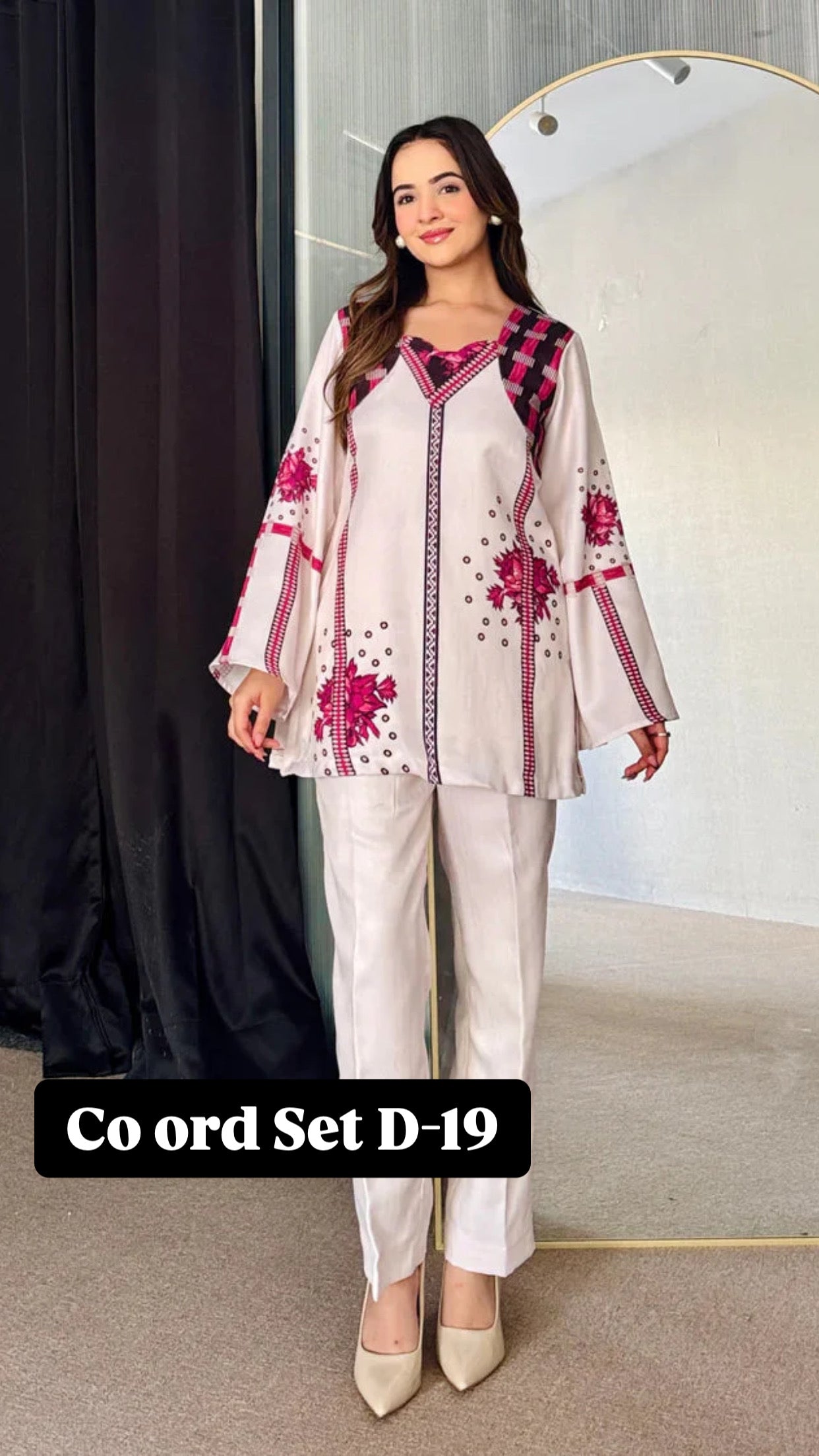 Cc Multi colours Silk Printed Co ord Set