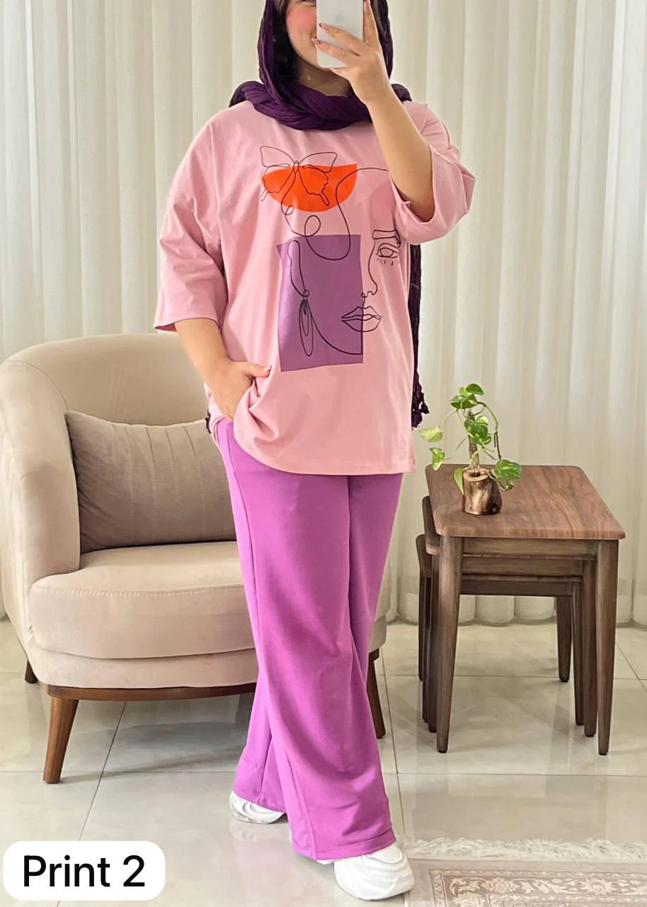 CH 531 Printed Drop-Shoulder Tee Trousers