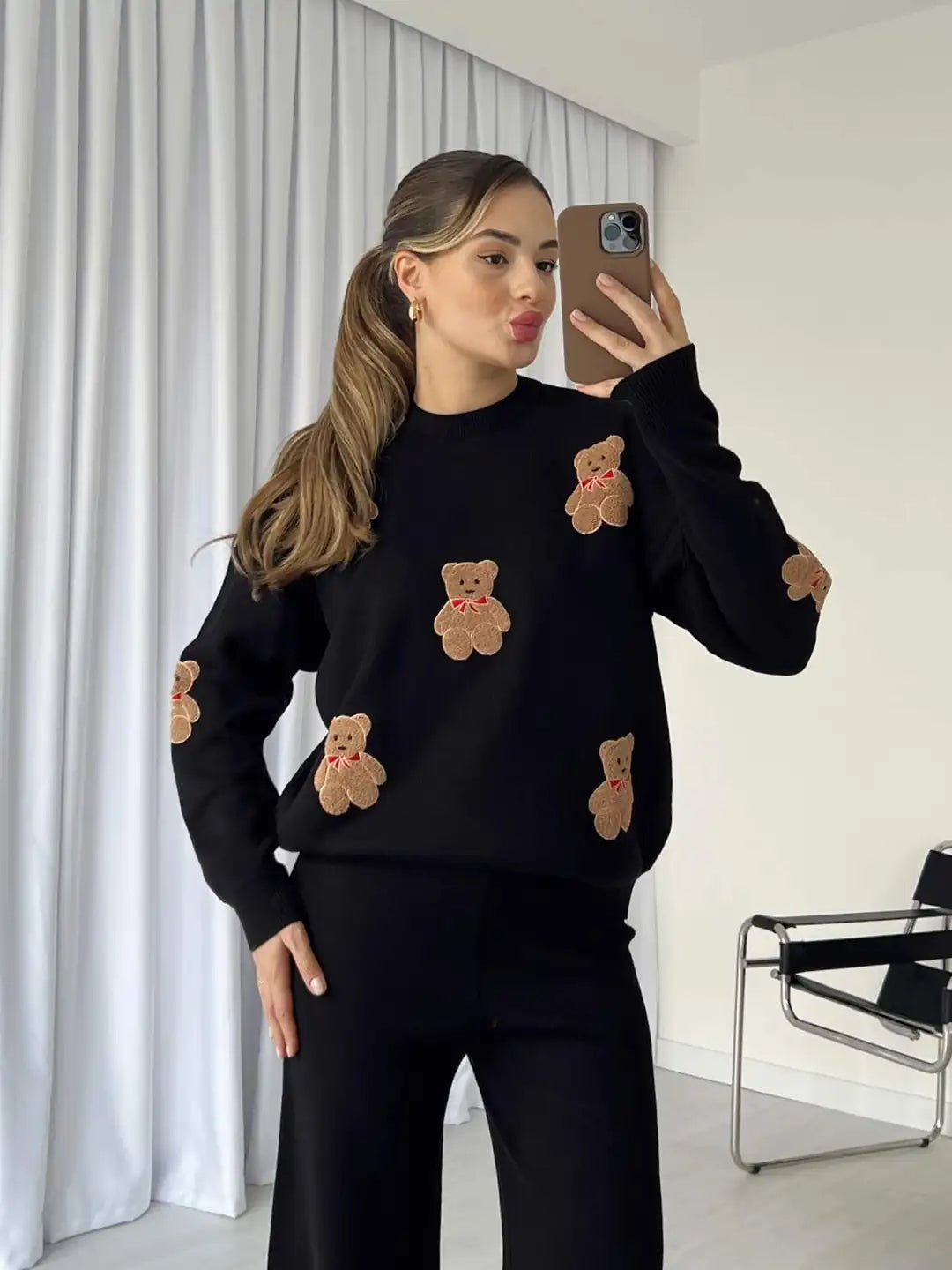 CH 586 Cc BearCraze 3D Print Winter Fleece Co-ords Set