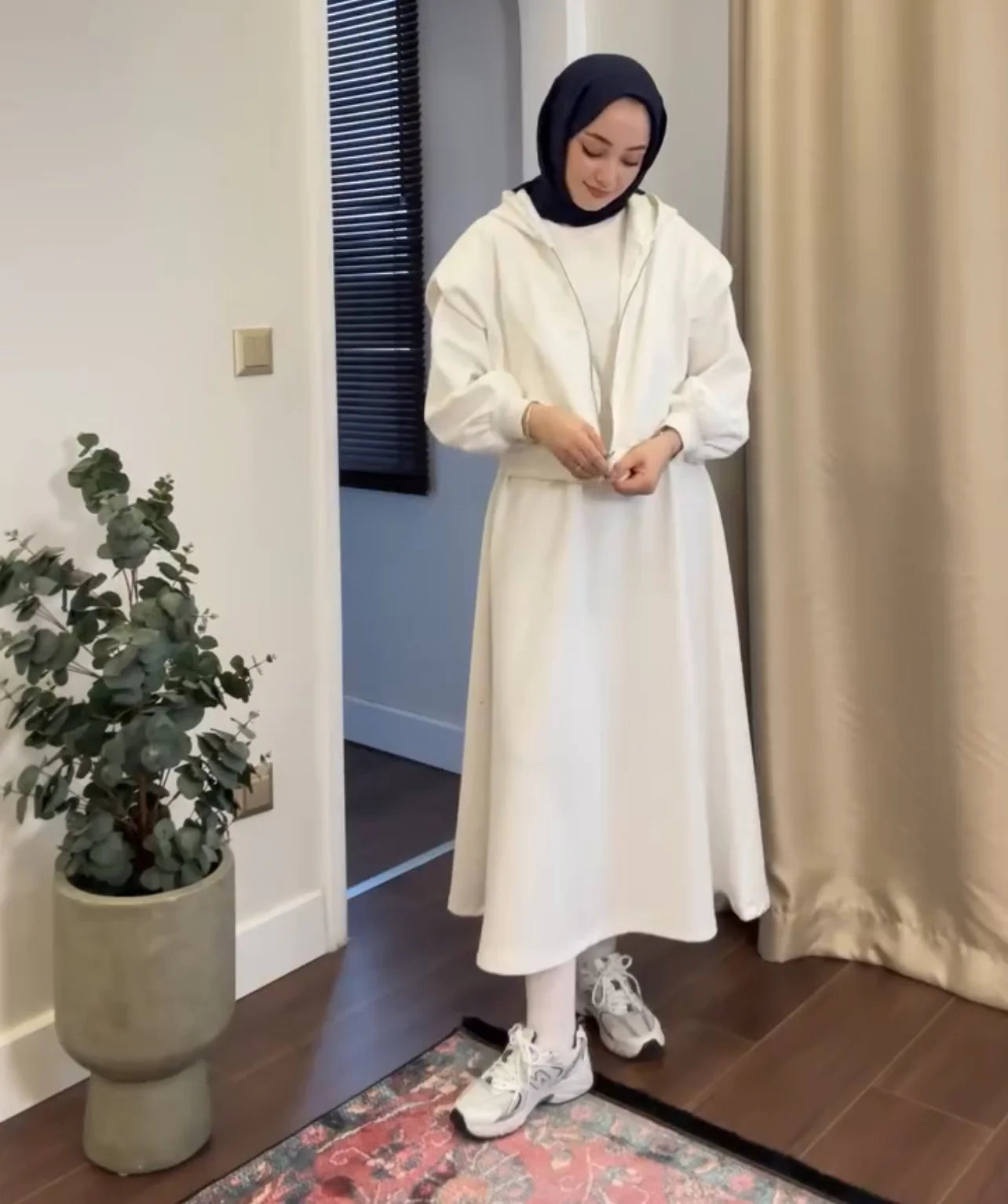CH 508 Cc 2 Pcs Winter Outfit Long Frock With Upper Fleece Hoodie