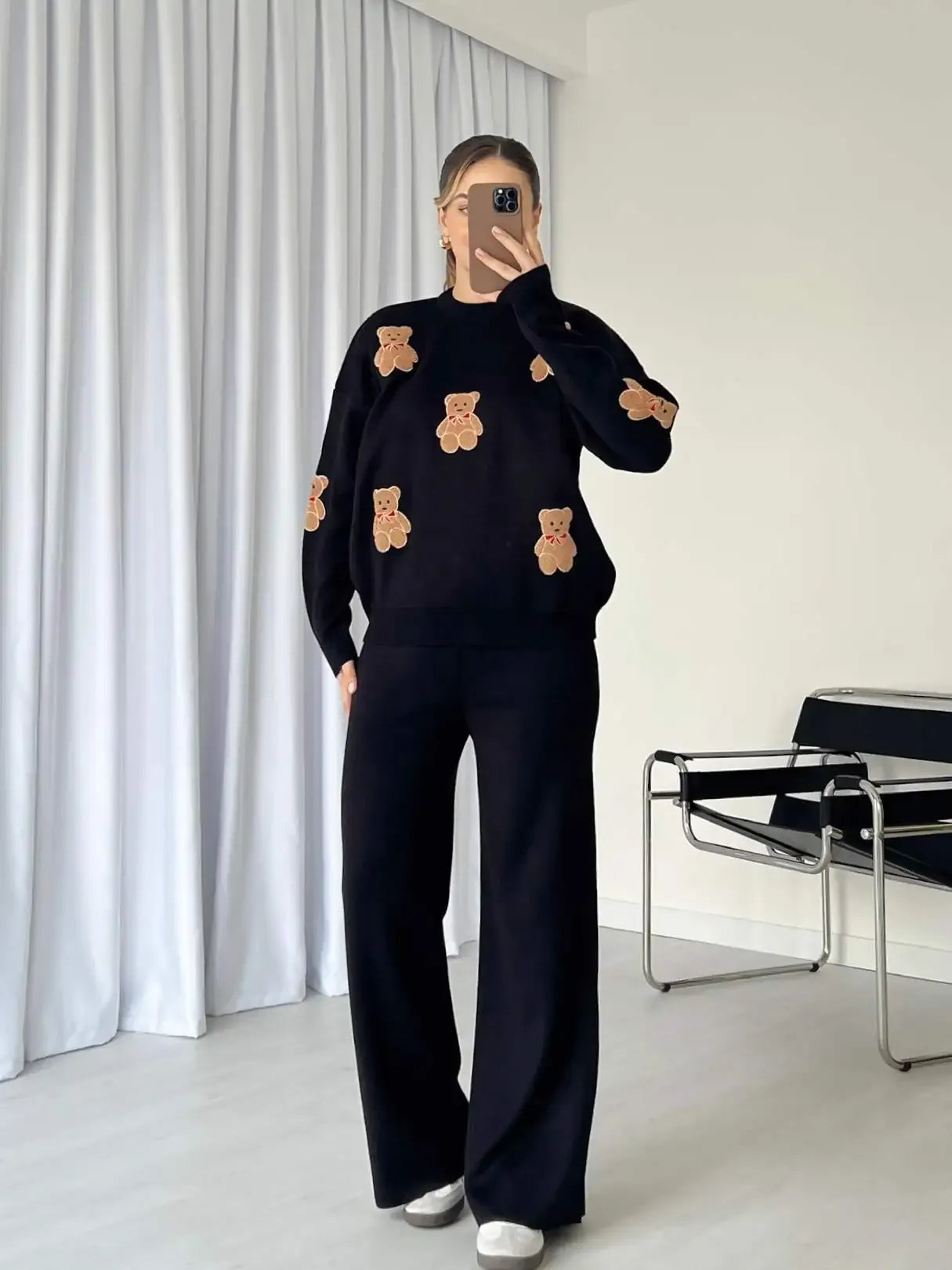 CH 586 Cc BearCraze 3D Print Winter Fleece Co-ords Set