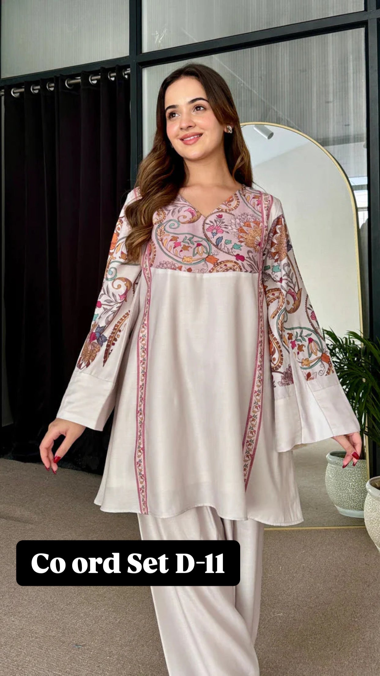 Cc Multi colours Silk Printed Co ord Set
