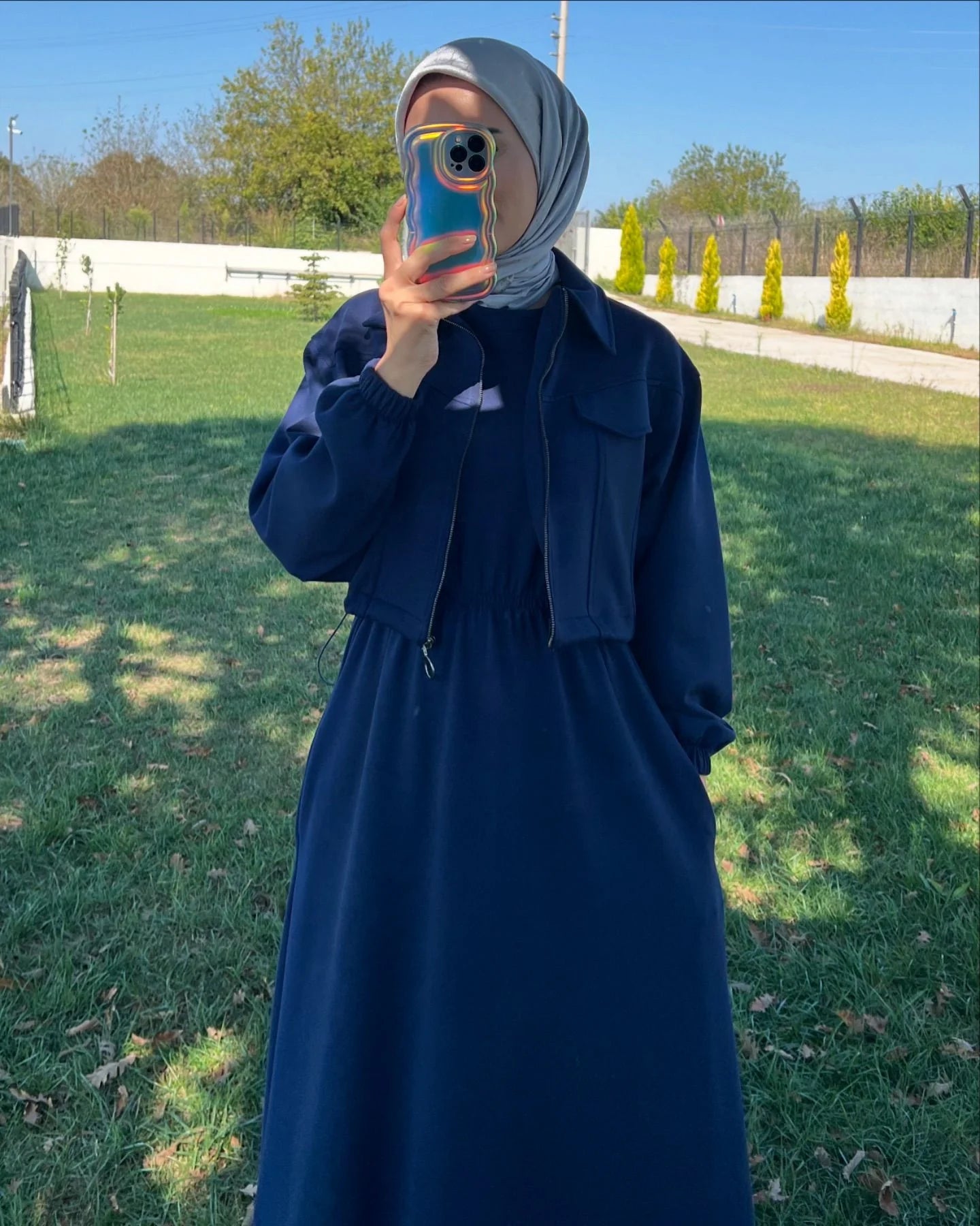 CH 499 Cc 2 Pcs Winter Outfit Long Frock With Upper Fleece Jacket