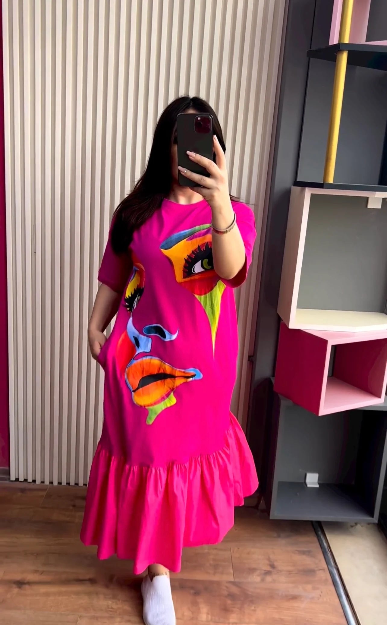Cc Printed Long Frill Top CH 453