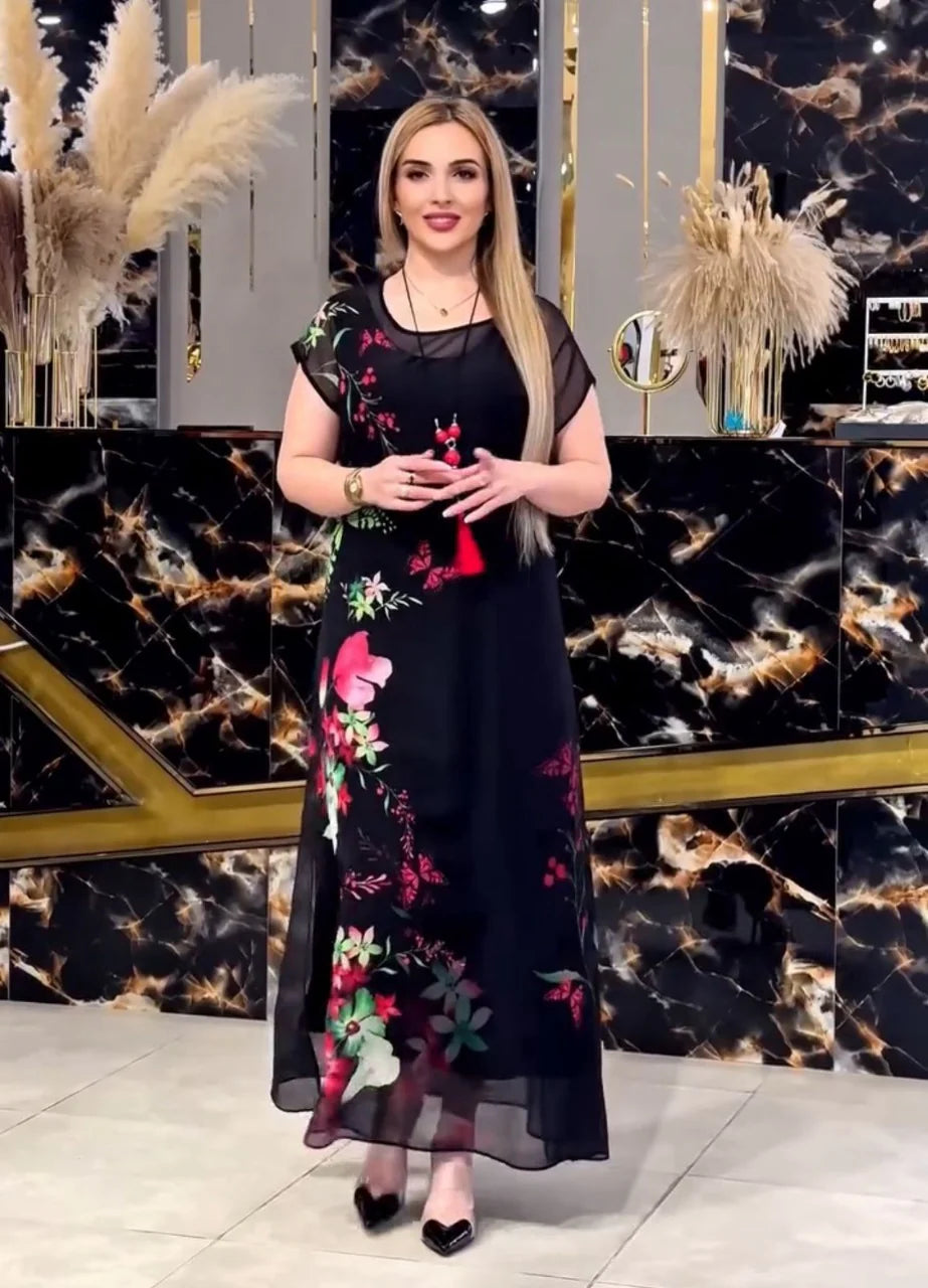 CH 570 - 2 Piece Floral Printed Party Dress