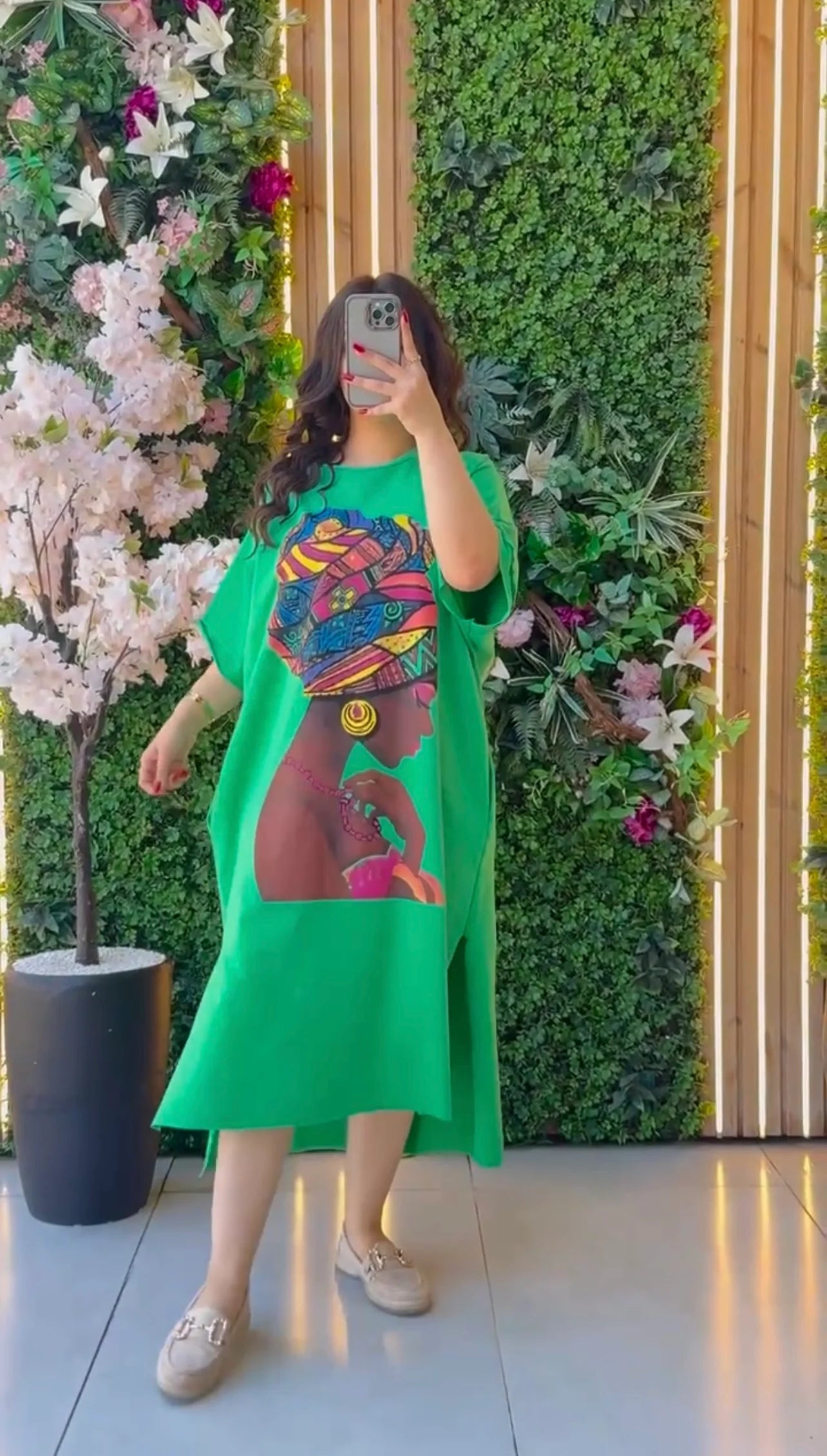 CH 443 Cc ELEGANT DROP SHOULDER PRINTED LONG TOP