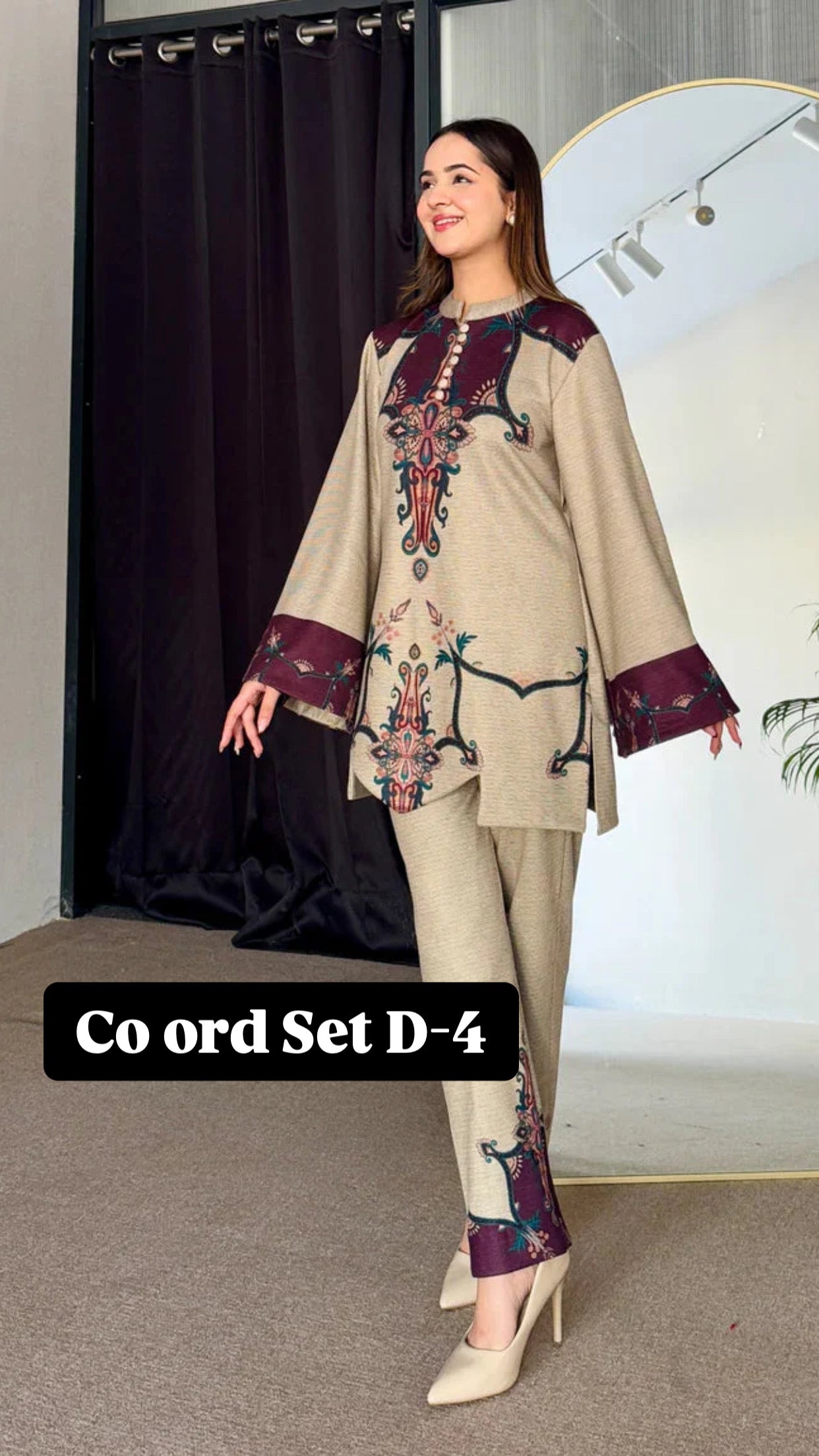 Cc Multi colours Silk Printed Co ord Set