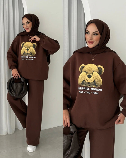 CH 593 - Puffy Chardonnay Sweat Duo Set (Winter Top & Trouser)