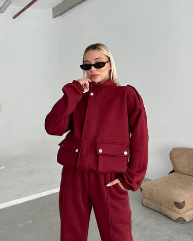 CH - 488 Cc Mock Neck Cargo Pocket Winter Fleece Out-Fit