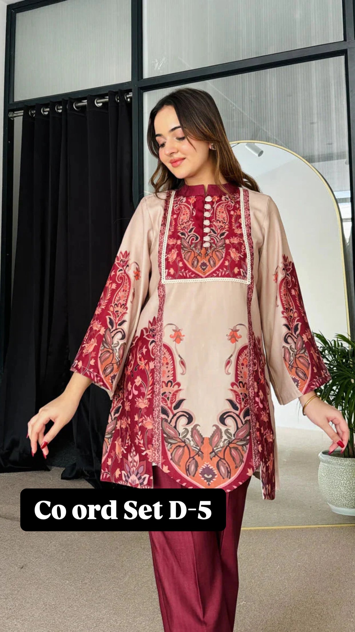 Cc Multi colours Silk Printed Co ord Set