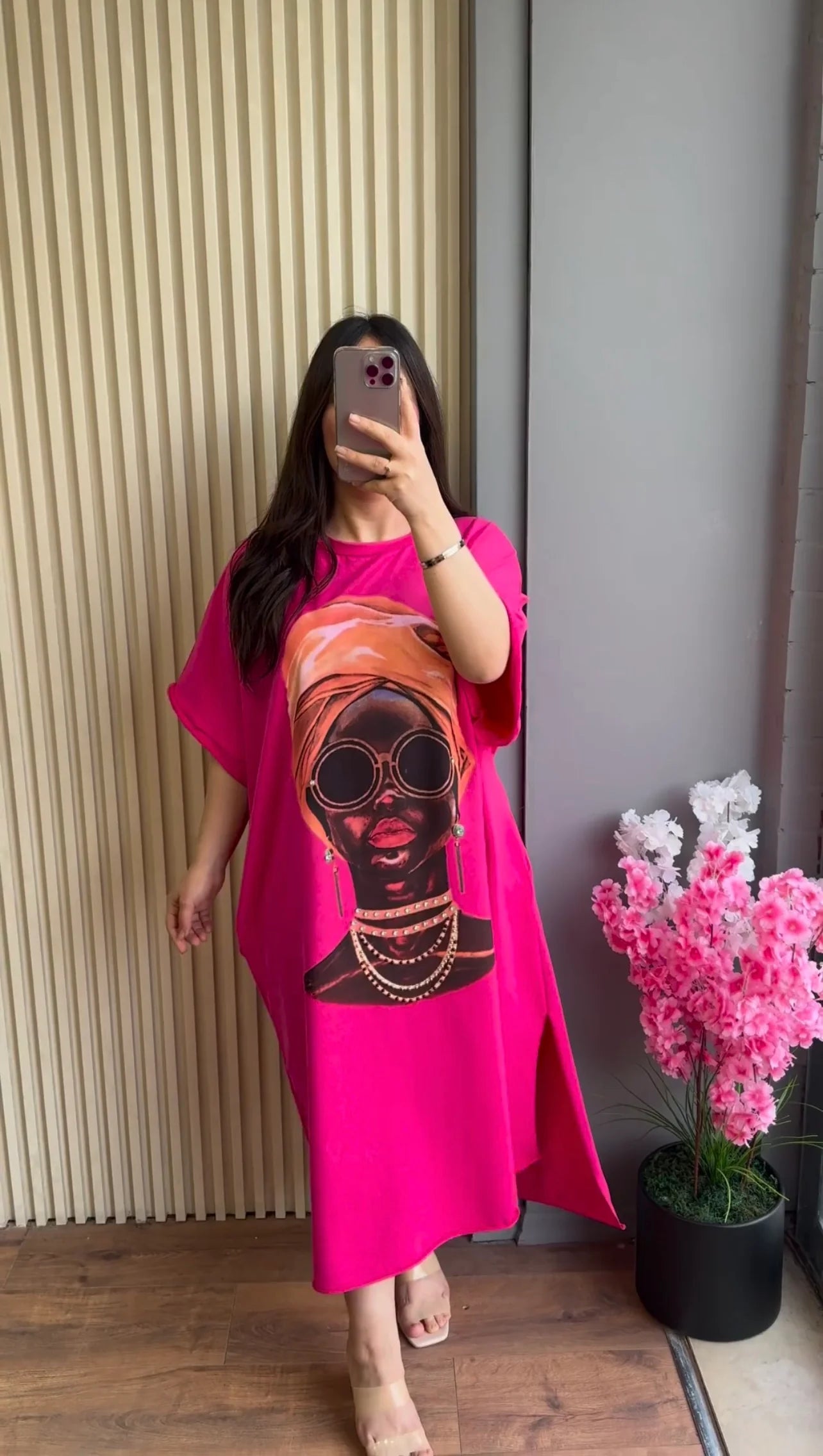 Cc Drop Shoulder Printed Long Top CH 457