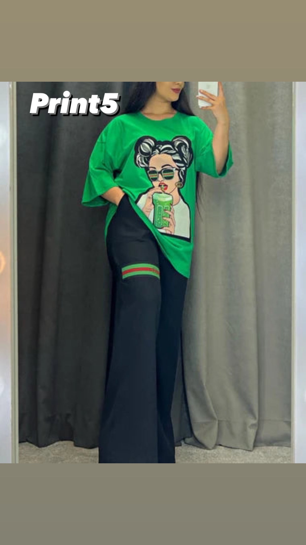 CH 436 Printed Drop-Shoulder Tee Trousers