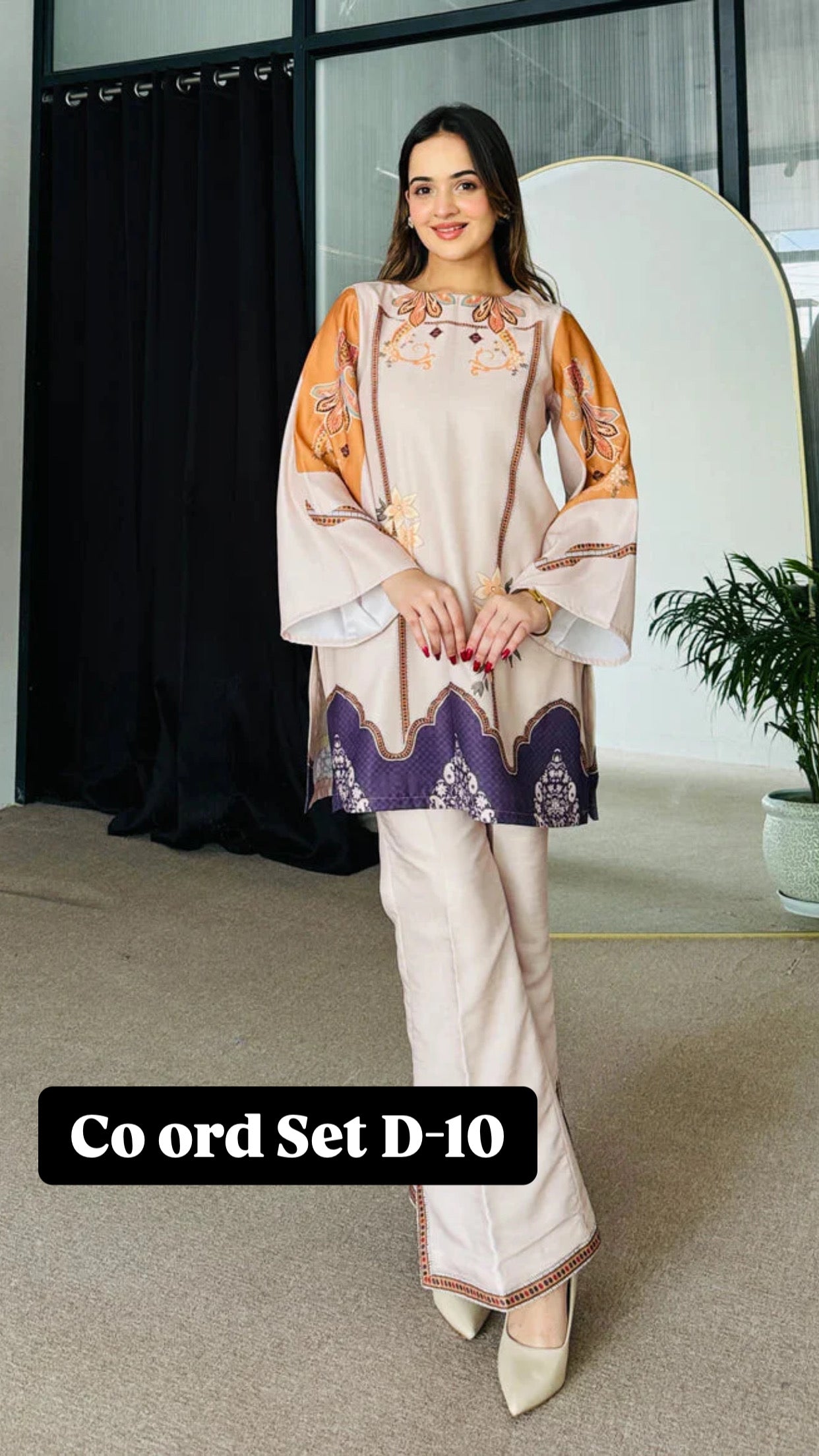 Cc Multi colours Silk Printed Co ord Set