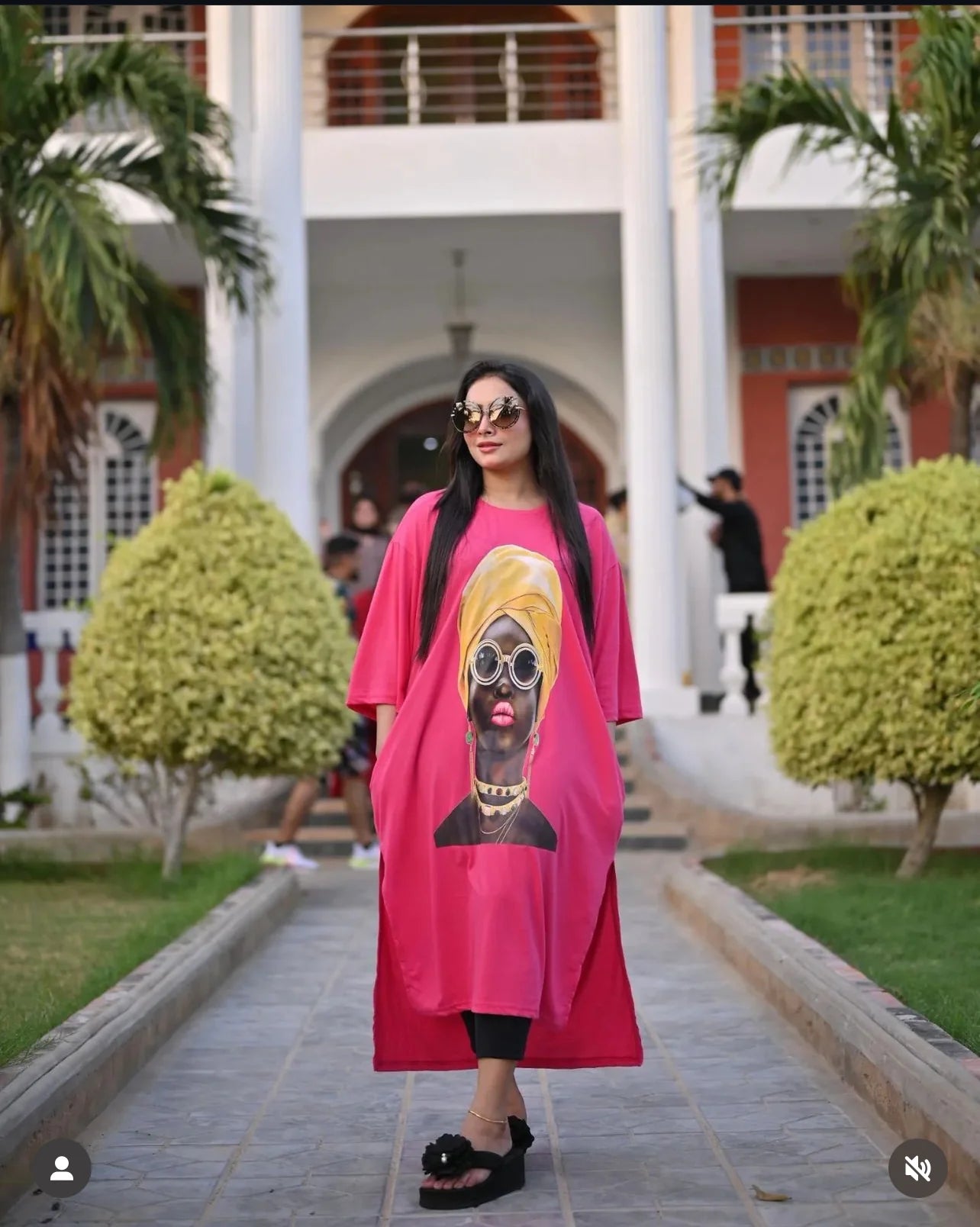 Cc Drop Shoulder Printed Long Top CH 457
