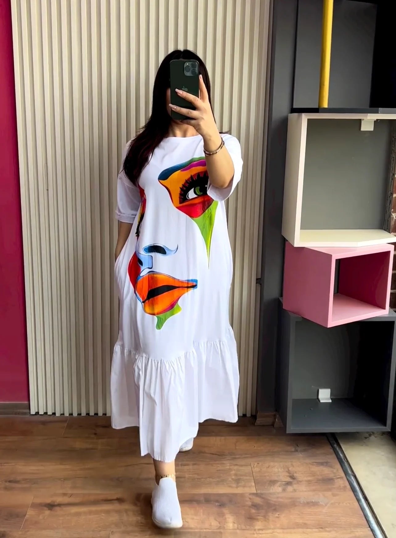 Cc Printed Long Frill Top CH 453