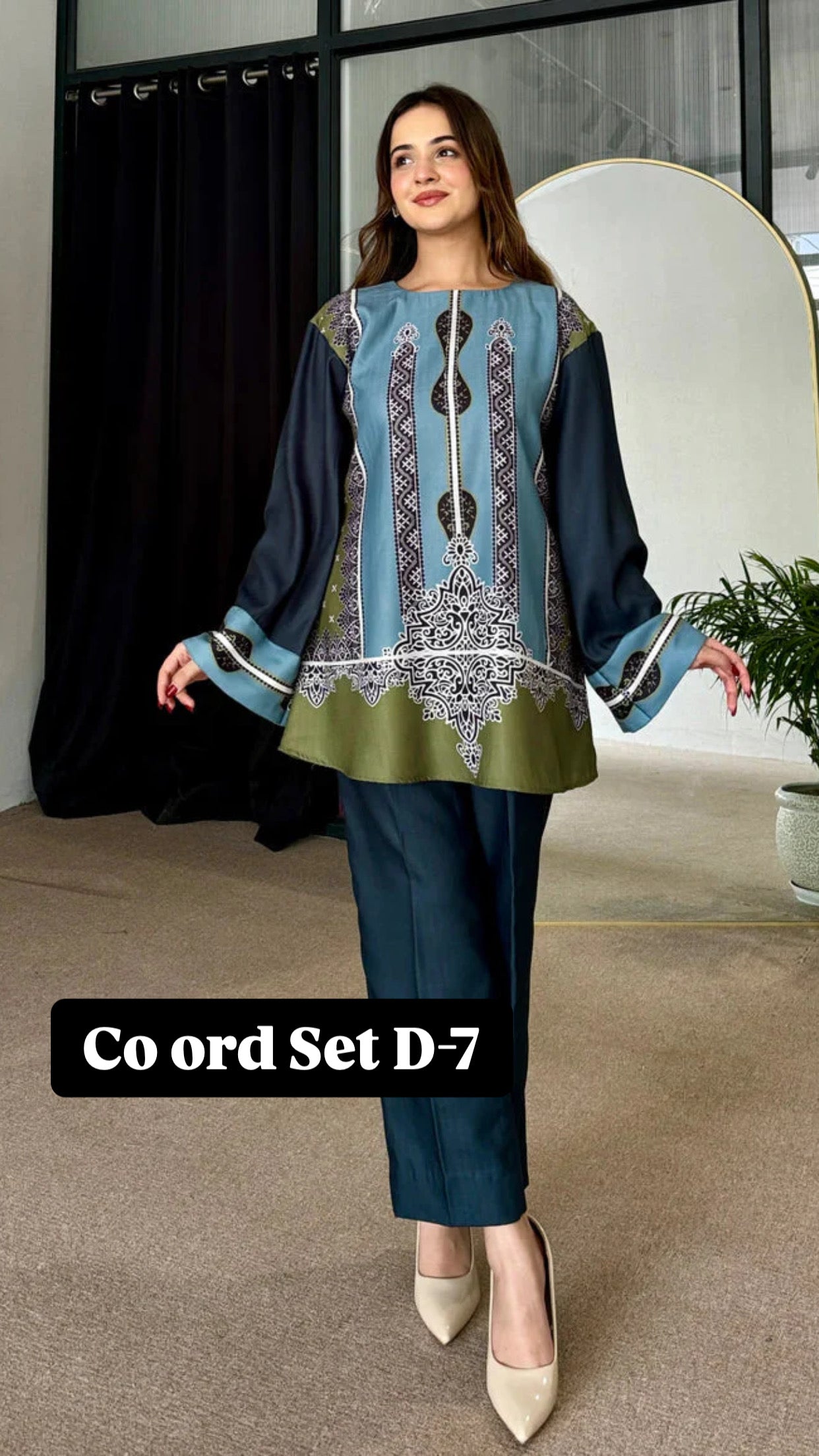 Cc Multi colours Silk Printed Co ord Set