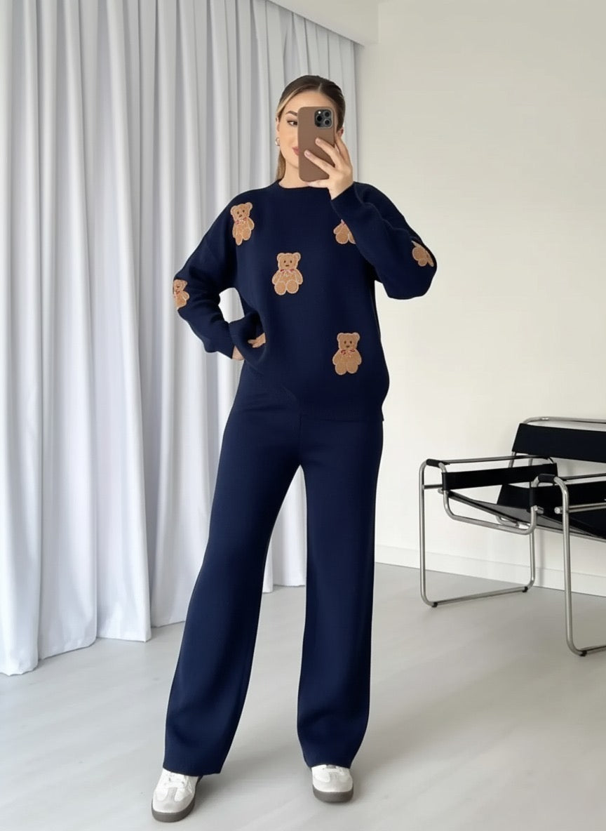 CH 586 Cc BearCraze 3D Print Winter Fleece Co-ords Set