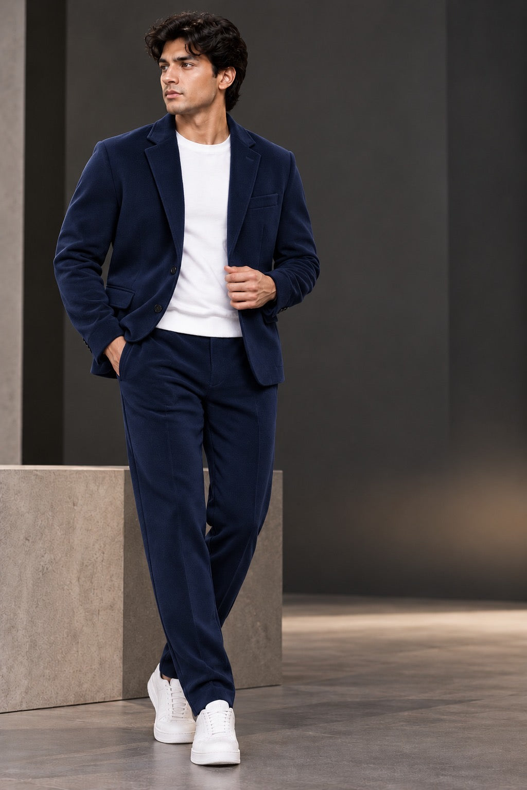 The Luxe Co-Ord Suit – Premium Fleece Blazer T-SHIRT & Trouser Set LI 180