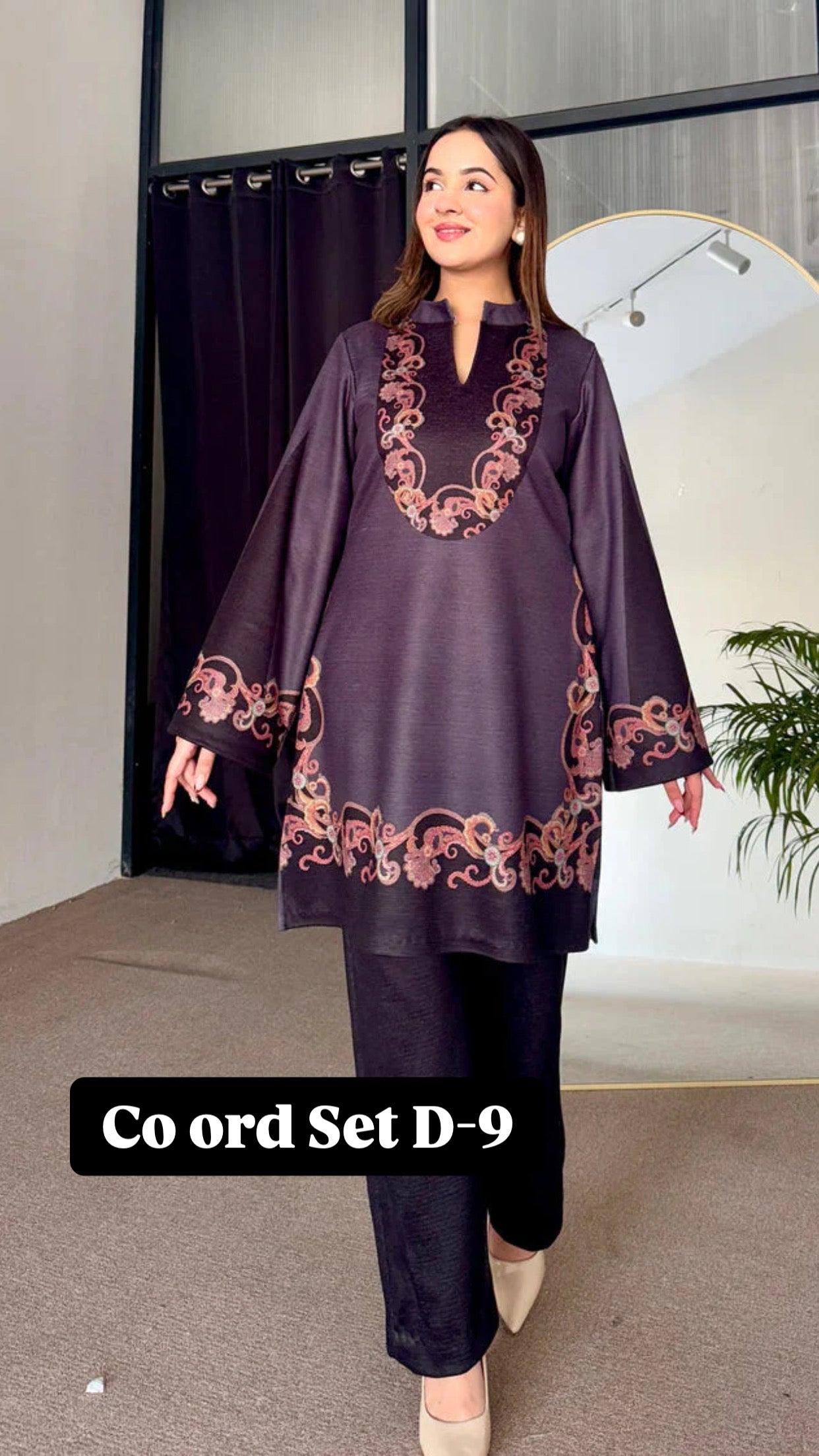 Cc Multi colours Silk Printed Co ord Set