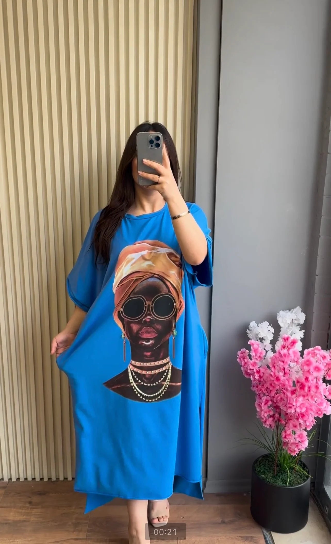 Cc Drop Shoulder Printed Long Top CH 457