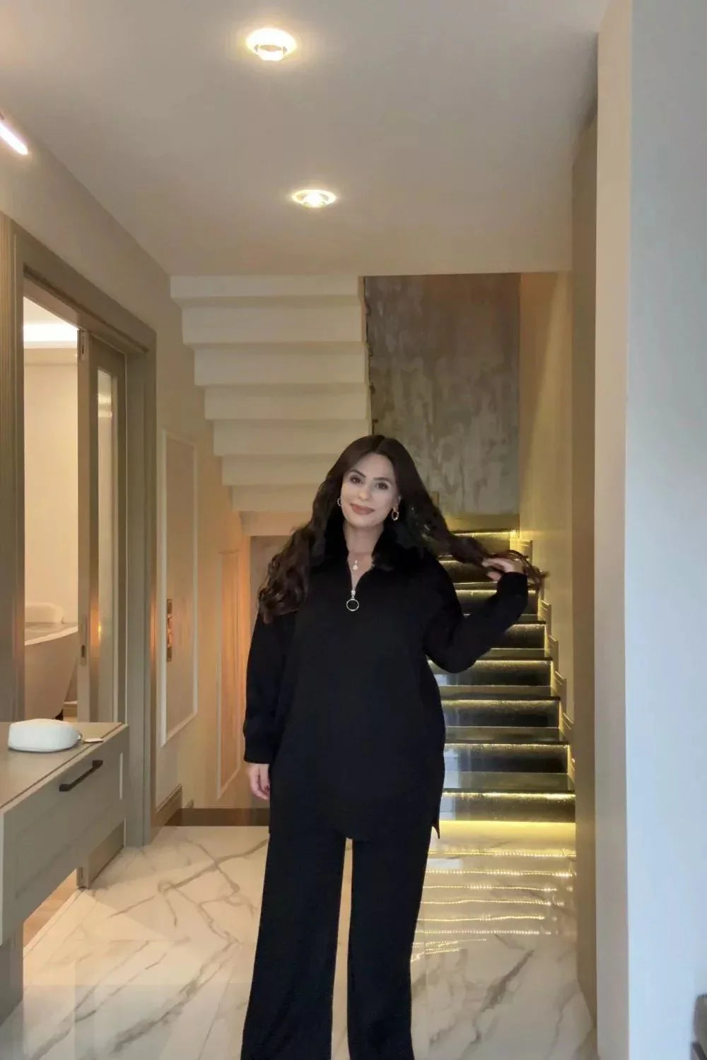 CH 590 - Fur Collar Fleece Co-Ord Set