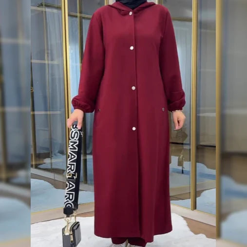 Ch 515 Cc  2 Piece Winter Fleece Dress Head to Toe Button Pocket Hoodie & Trouser