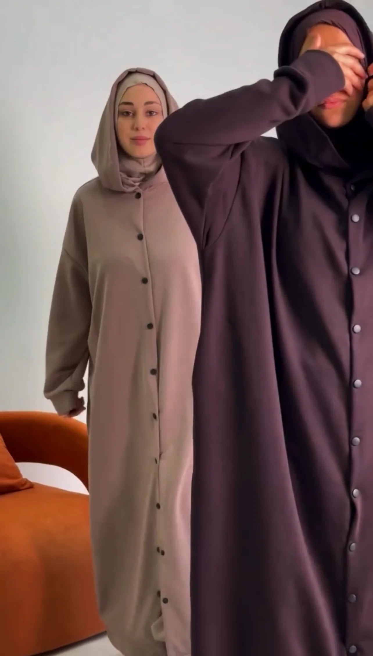 CH 510 Cc 2 Piece Drop Shoulder Long Button Winter Fleece Hoodie With Trouser Pant