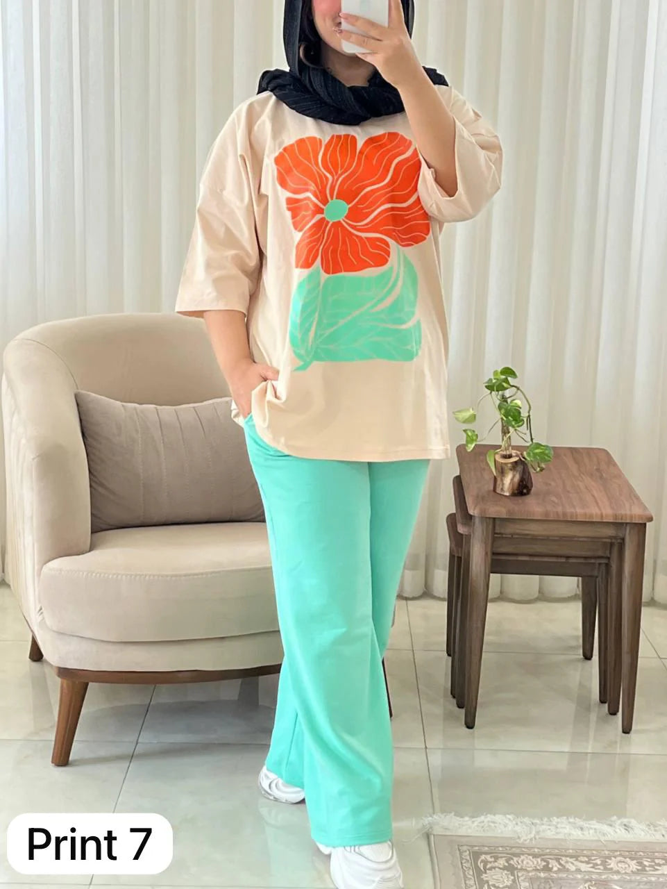 CH 531 Printed Drop-Shoulder Tee Trousers