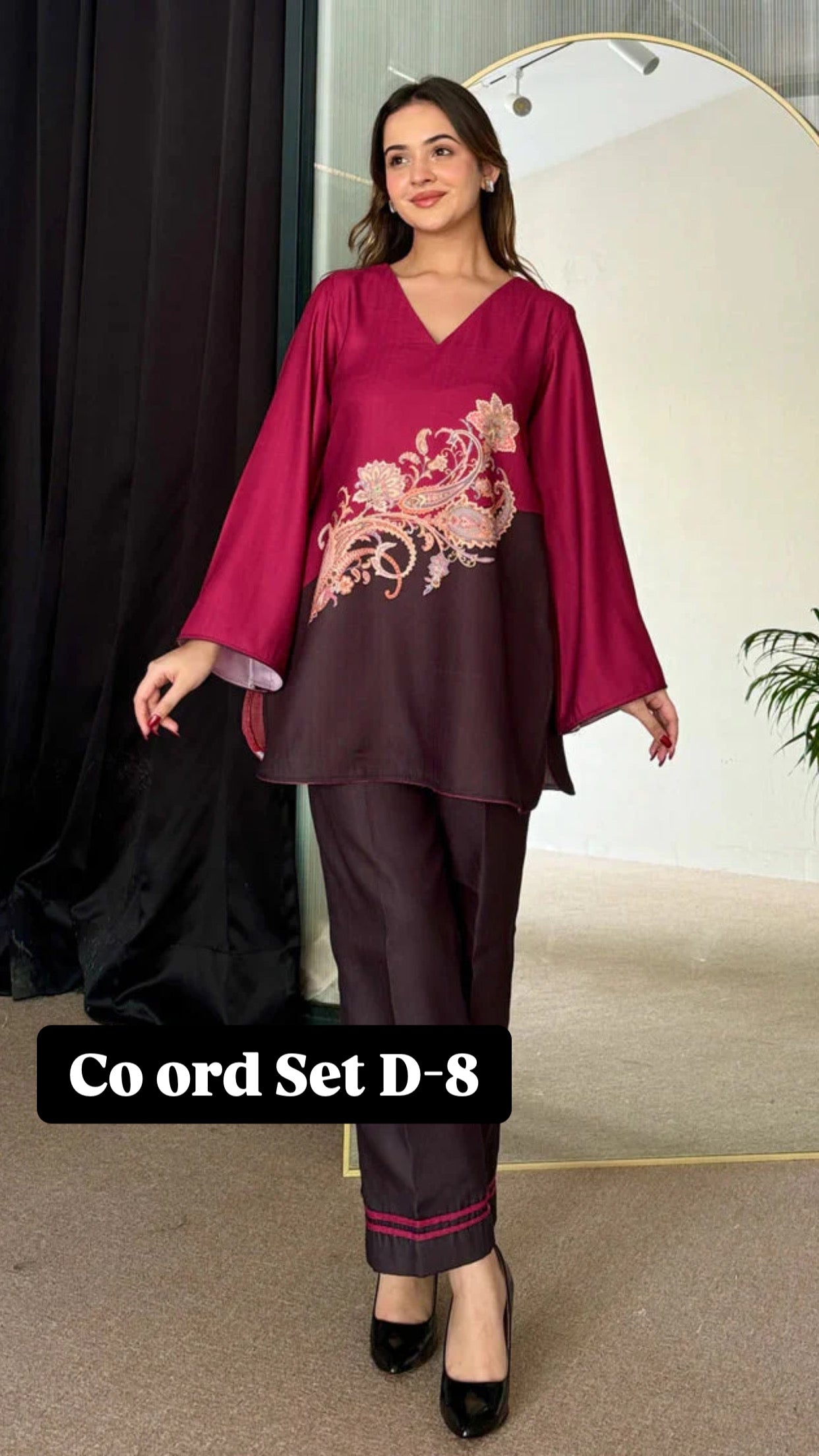 Cc Multi colours Silk Printed Co ord Set