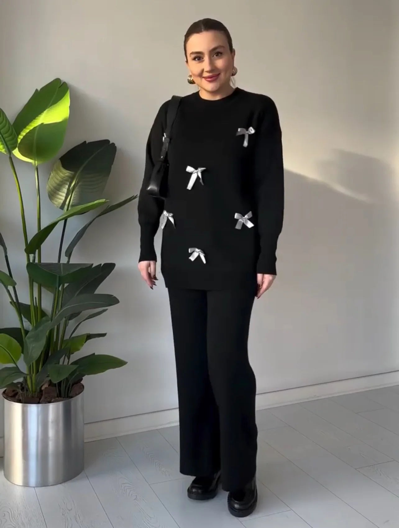 CH 525 Cc Bow Style Warm Fleece Wnter Co-ord Set