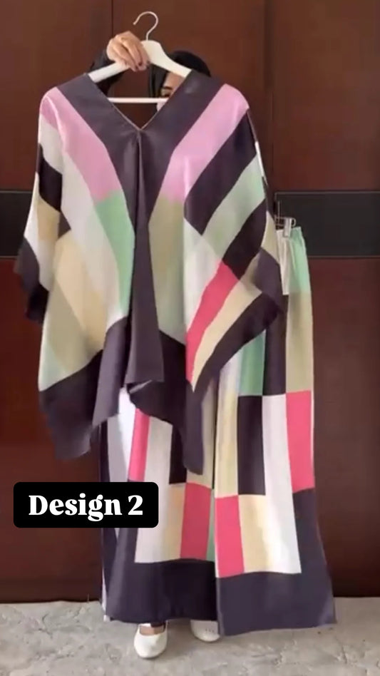 CH 539 Piece Printed Silk Co Ord Set