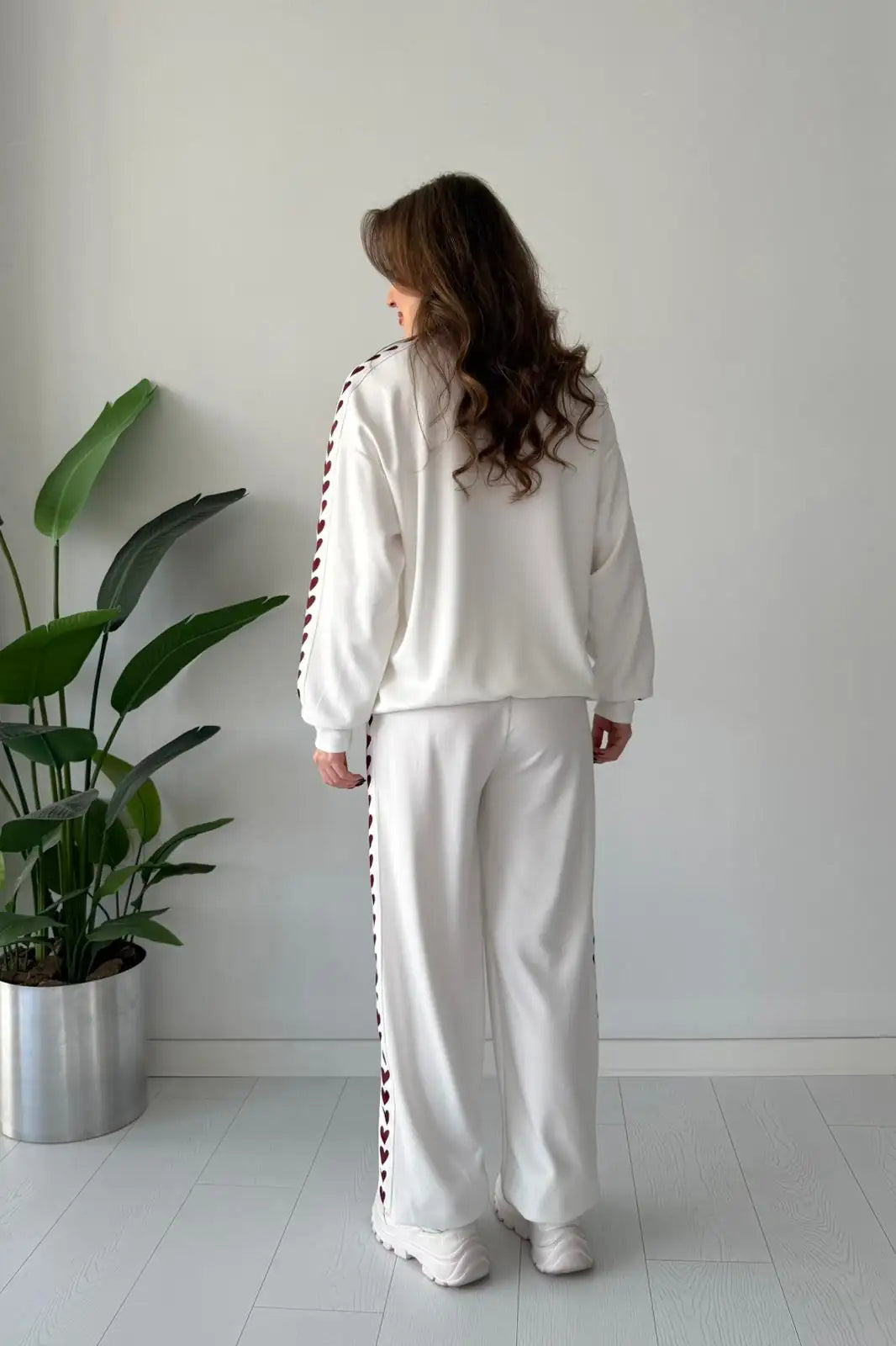 Ch-588 Cc Heart printed warm winter fleece co ord Set