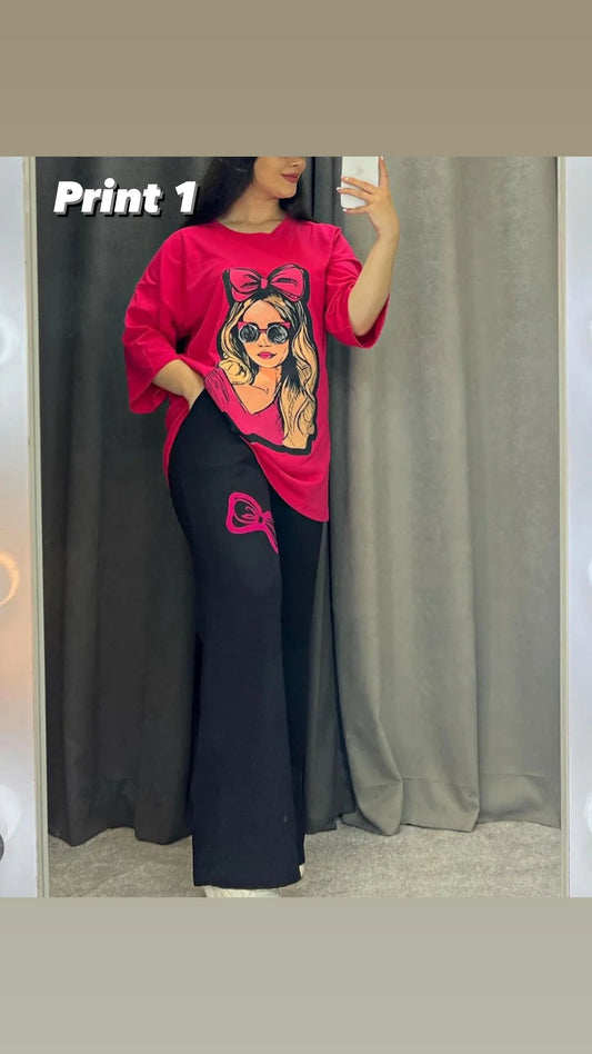 CH  436 Printed Drop-Shoulder Tee Trousers