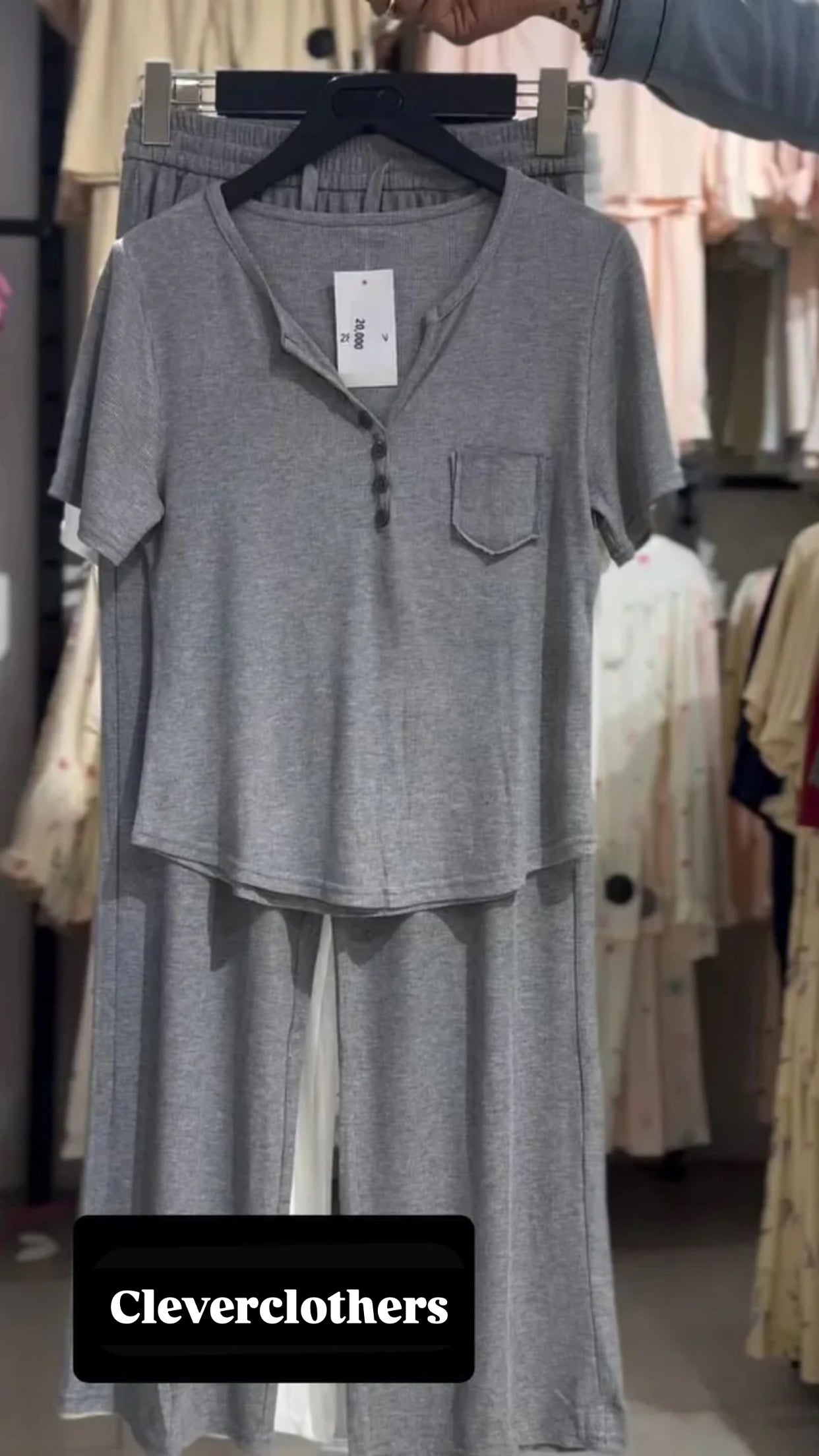 CH-538 2 Pcs Button Casual Top With Straight Trouser