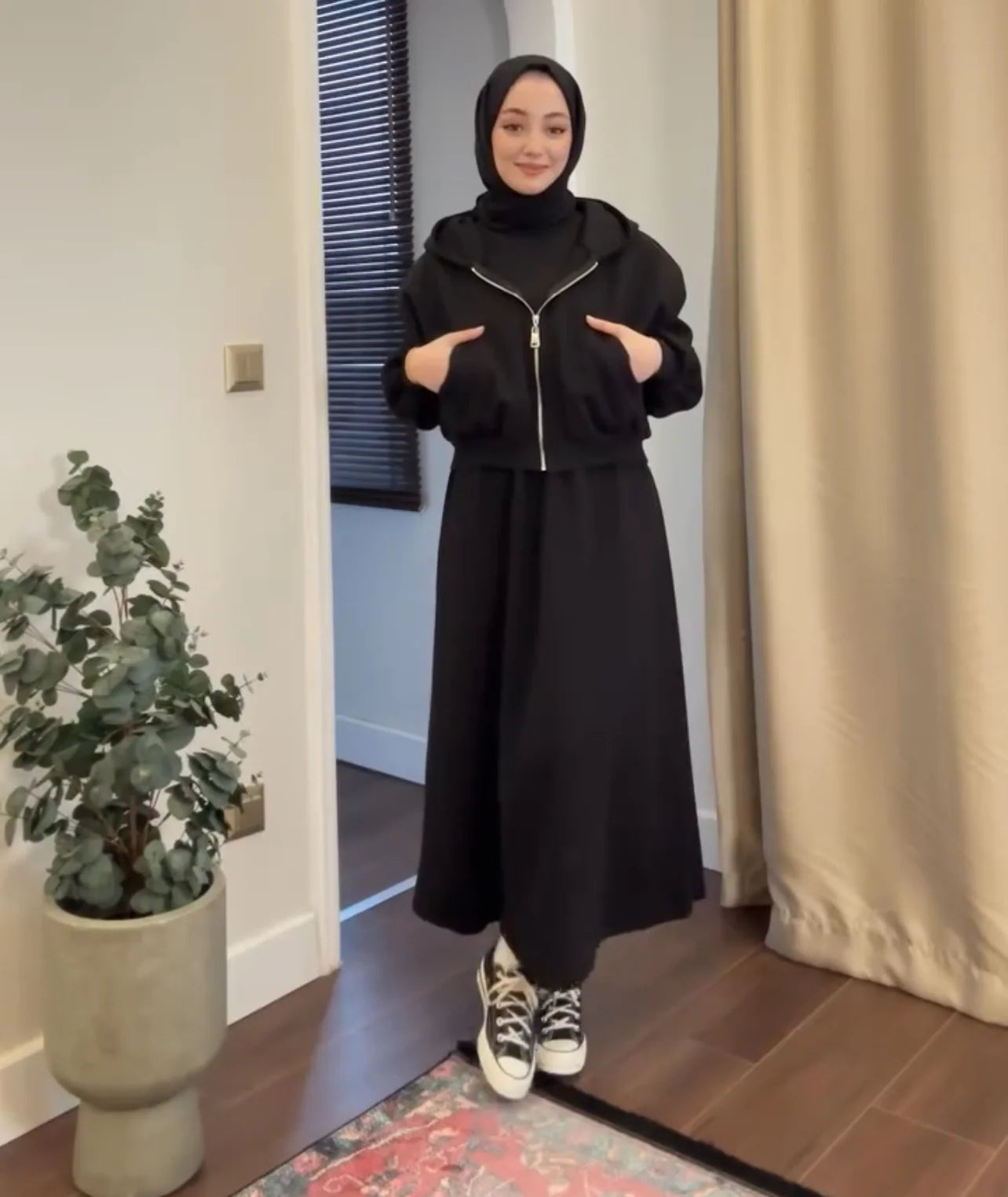 CH 508 Cc 2 Pcs Winter Outfit Long Frock With Upper Fleece Hoodie