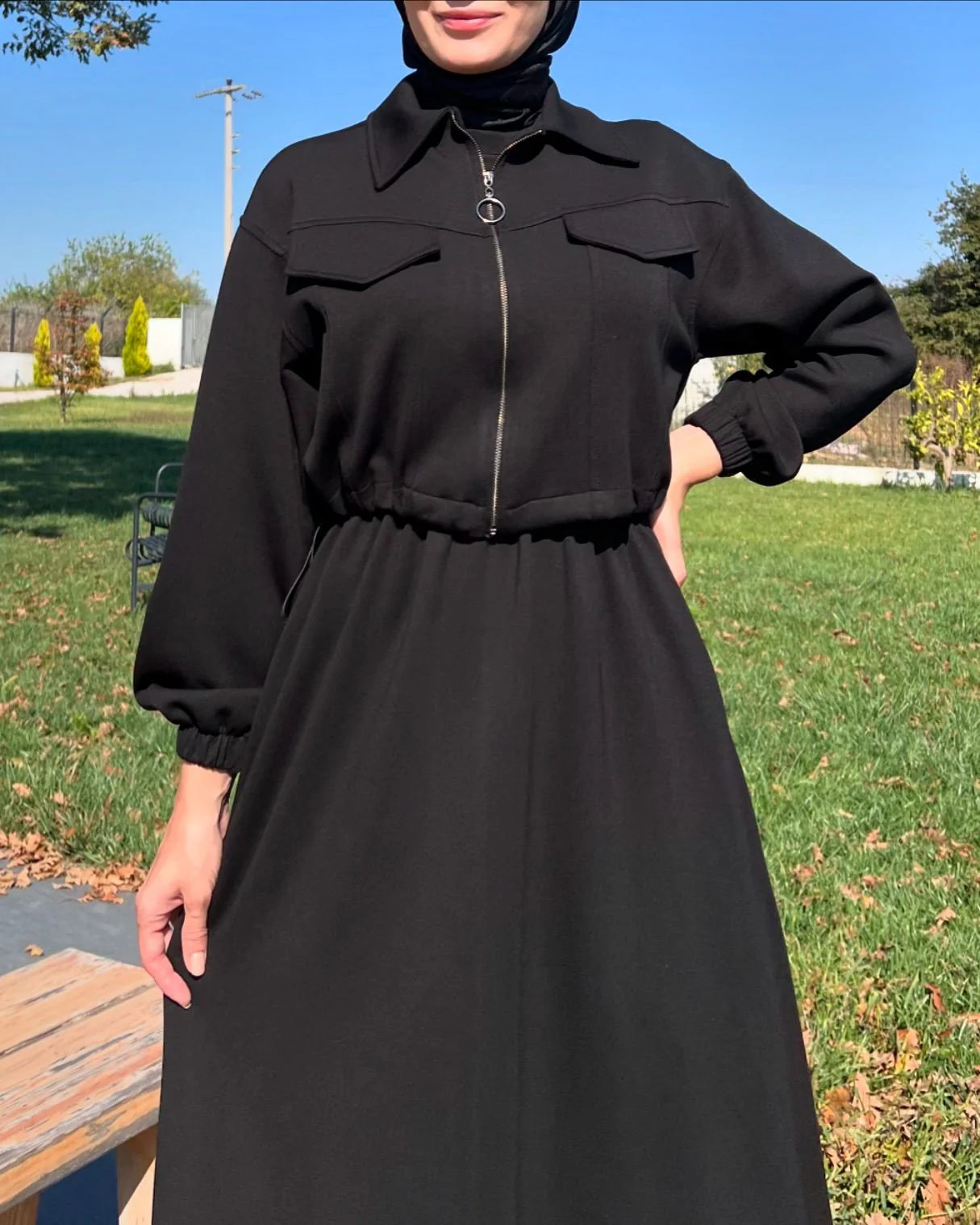 CH 499 Cc 2 Pcs Winter Outfit Long Frock With Upper Fleece Jacket