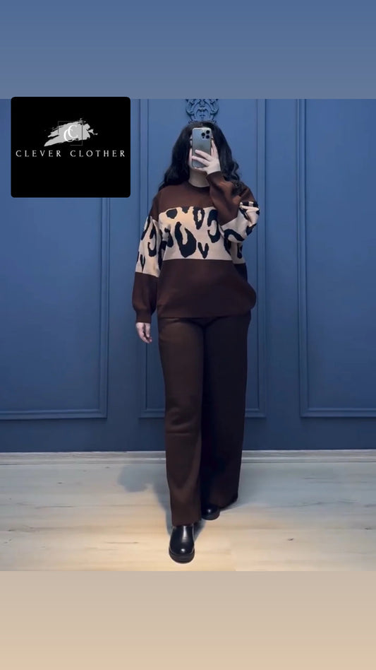 CH 526 Cc 2 Pcs Printed Fleece Co ord Set