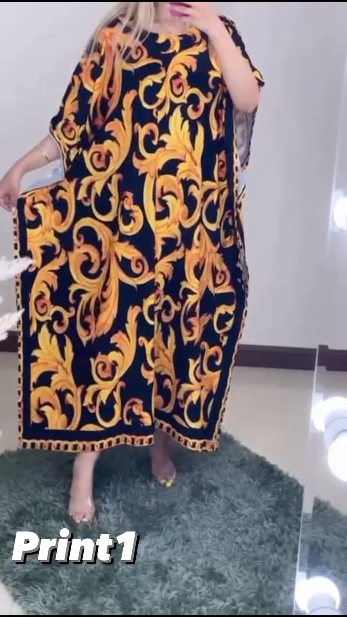 Ch # 409 Cc Long Artistic Shamoz Silk Kaftaan