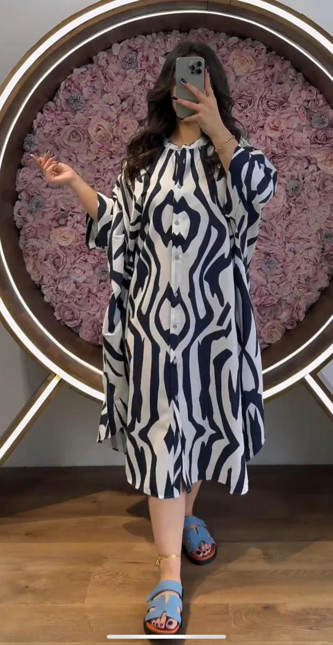 Cc Silk Printed Button Style Kaftaan CH- 422