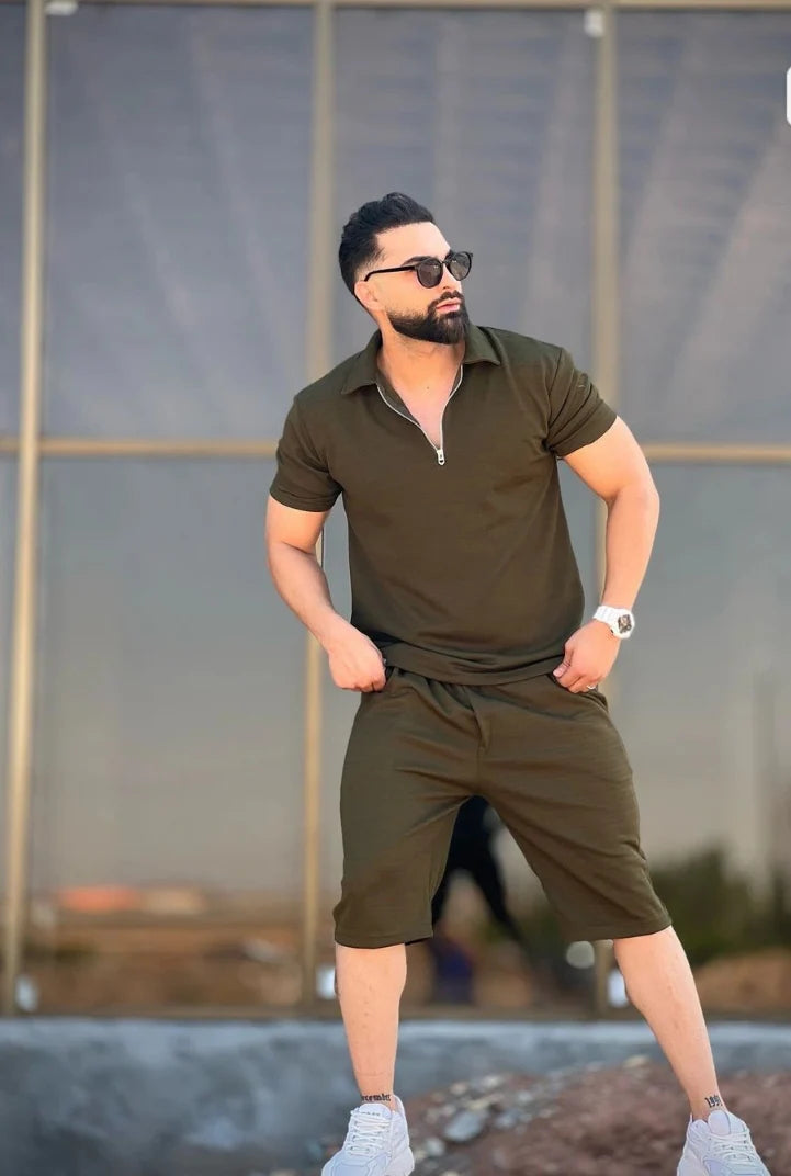 LI 27 Mens Zipper Tshirts & shorts sets