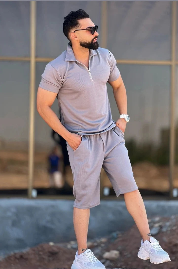 LI 27 Mens Zipper Tshirts & shorts sets