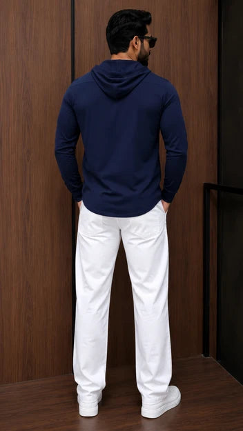 Cleverclother| Men's Linen Look Hooded Shirt Co-Ord
