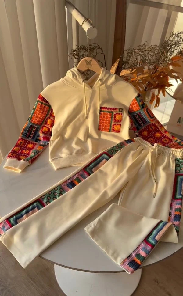 CH-597 Ethnic Print Fleece Co-ord Set For Women’s -CLEVERCLOTHER