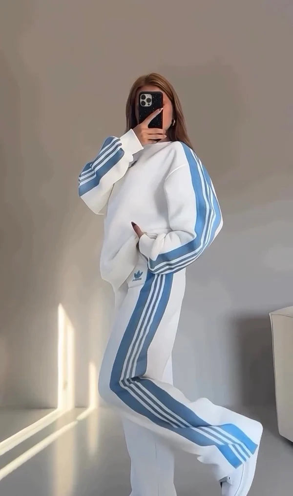 CH 615 - Side Stripe Printed Tracksuit -CLEVERCLOTHER