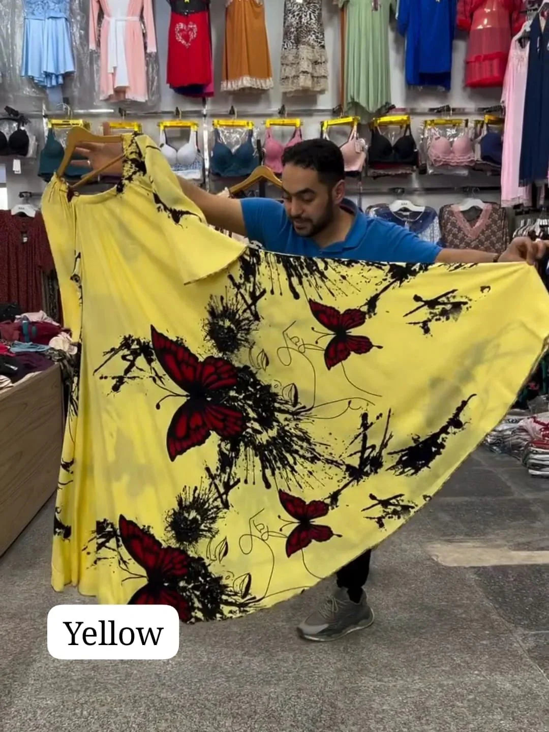 CH 554 Butterfly Printed A-Line Long Frock