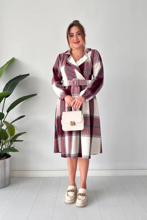 CH 489 Cc Coat Style Collared Tile Dress