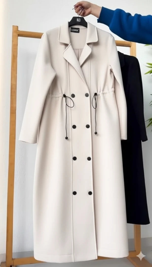 CH 622 - Women’s Elegant Drawstring Long Coat Dress – Winter Wear CleverClother