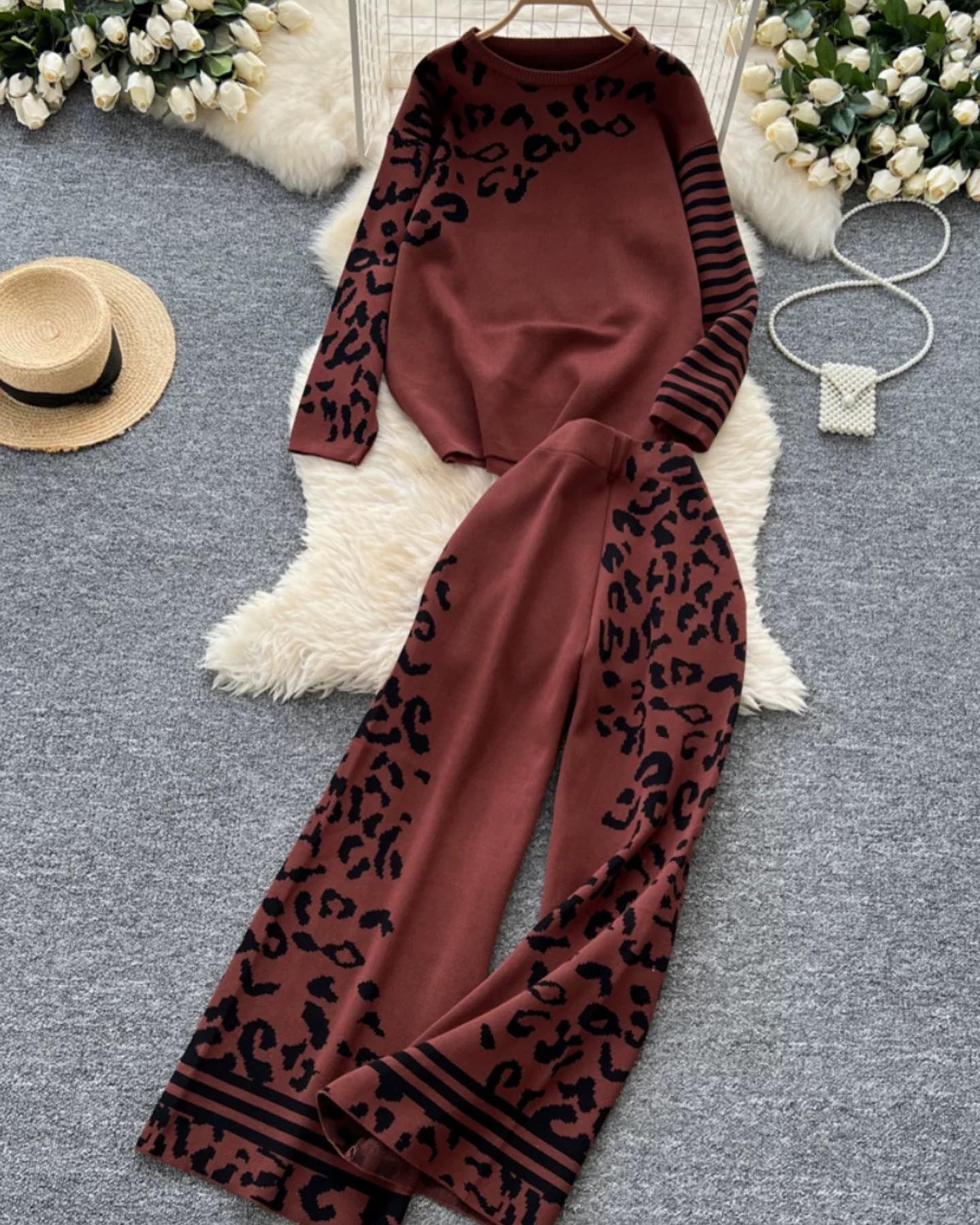 CH-496 Cc 2pcs  Printed Winter Fleece Co ord set