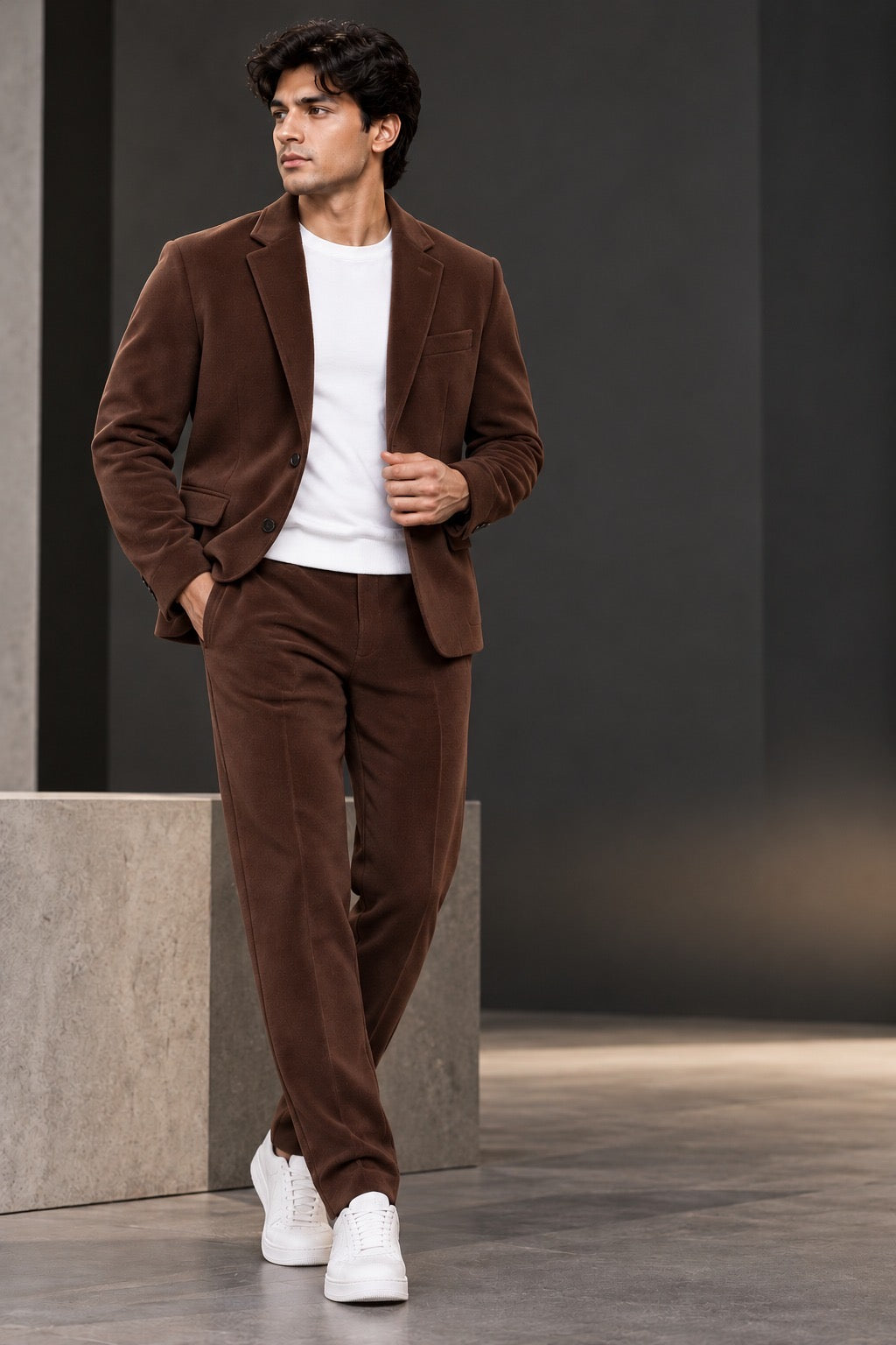 The Luxe Co-Ord Suit – Premium Fleece Blazer T-SHIRT & Trouser Set LI 180